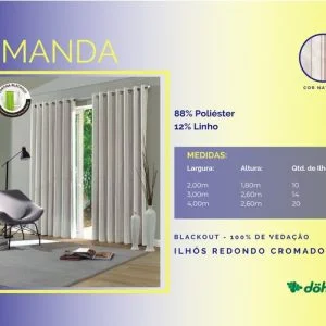 GA Decorações Rio de Janeiro Cortina Amanda Ilhós Redondo Cromado