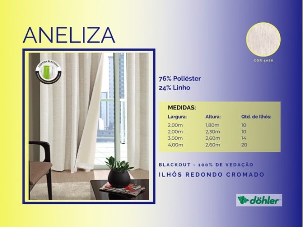 GA Decorações Rio de Janeiro Cortina Aneliza Ilhós Redondo Cromado