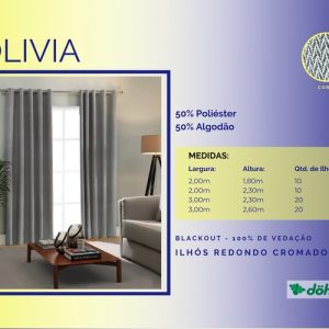 GA Decorações Rio de Janeiro Cortina Olivia Ilhós Redondo Cromado