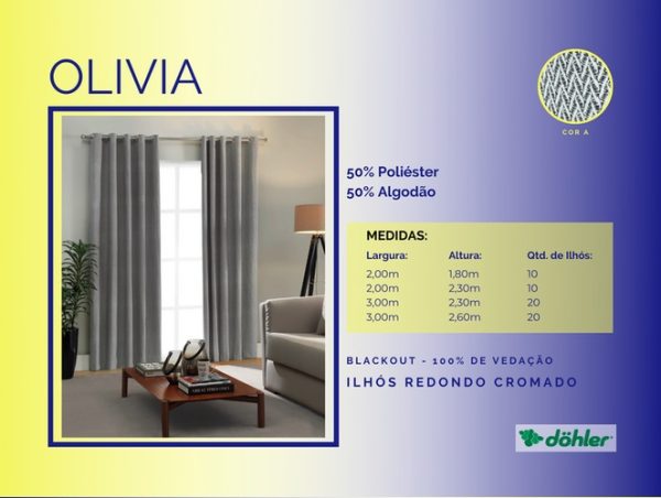 GA Decorações Rio de Janeiro Cortina Olivia Ilhós Redondo Cromado