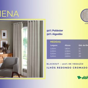 GA Decorações Rio de Janeiro Cortina Siena Ilhós Redondo Cromado